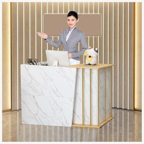 Empfangstheke Rezeption Friseur, Empfangstheke Einfach moderner Supermarkt Convenience Store Hotel Small Bar Beauty Salon Bekleidungsgeschäft Kassierer Rezepti(Size:100x40x90cm,Color:Marmorfarbe)