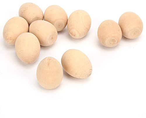 Ostereier aus Holz, unlackierte Holzeier, Osterdekoration, DIY, mittelgroß, 10 Stück