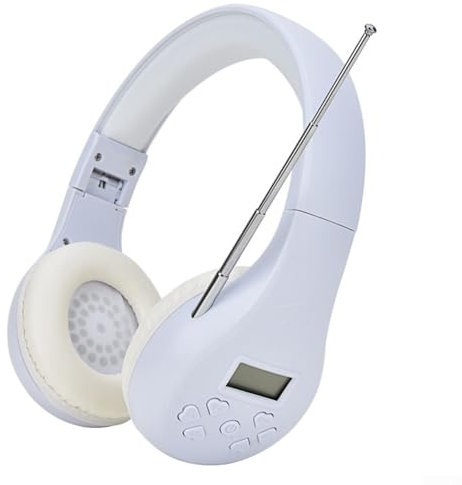 Travel Friendly FM Radio Headset for Enhanced Multilingual Communication (White)