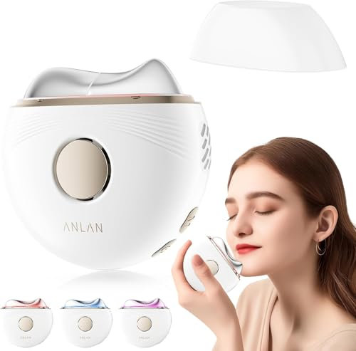 EMS Gua Sha Elektrisch, ANLAN Gesichtsmassagegerät Gegen Falten Blau Violett Rotlichtlampe Gesicht Kalt Wärme Massagegerät Gesicht 3 Intensitätsstufen Face Massager