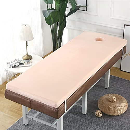 Matratzenauflage für Massageliegen, Schaumstoff, 6 cm dick, mit Atemloch, abnehmbarer Bezug und quadratischem, rundem, trapezförmigem Kopf-Design, Wimpernbett-Topper für Schönheitssalon, Beige, 80 x