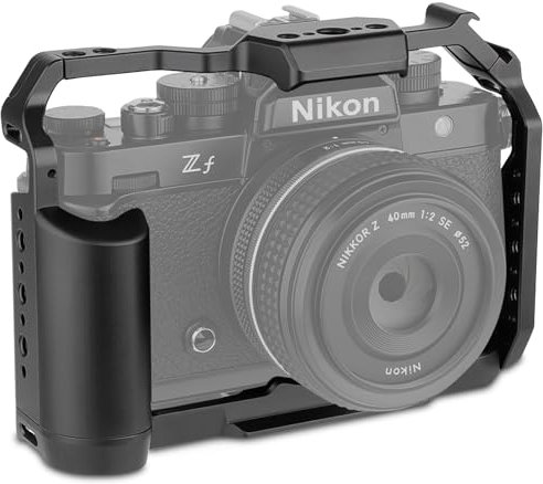 LEFTFOTO Gabbia per fotocamera per Nikon Z f con impugnatura, telaio di protezione per fotocamera con base Arca, compatibilità con stabilizzatore DJI RS per riprese video Vlog