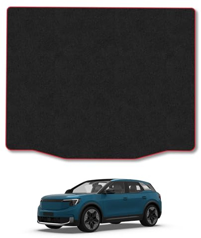 Ford Explorer (2024+) Carpet Boot Mat | Red Edge Trim Tailored Fit Boot Liner Full Coverage Protection Accessories Easy Clean Anti Slip Made in the UK