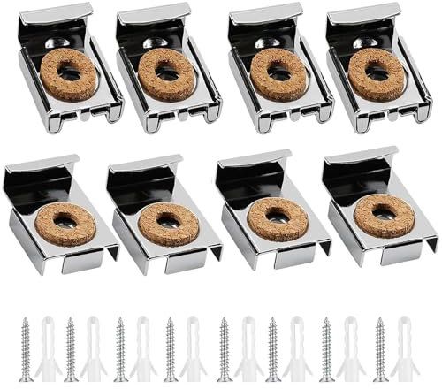 Quadratischer Spiegelhalter,8 Stück Spiegelhalter zur Wandmontage,Verstellbarer Metal Spiegelhalter mit 8 Sätzen Stiften und Schrauben zum Aufhängen und Befestigen von Spiegel oder Glas