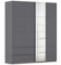 Rauch Möbel Stoke, Schwebetürenschrank, Garderobe, 2-türig, Spiegel, 2 Schubladen, Zubehör Classic, 4 Einlegeböden, Farbe Grau metallic, Schwarz, Griffleisten Grau metallic, 175x210x59cm