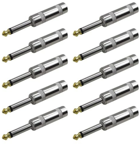 RUNCCI-YUN 10 pz connettore saldare 6,35 mm,Spina audio TS da 6,35 mm, connettore mono maschio da 1/4, spina per microfono 6,35 mm TS per chitarra/altoparlante/microfono