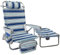 WKFAMOUT Aluminio Sillas Playa Plegables con Bolsa térmica 5 Posiciones Reclinable con Mesa de Campamento Incluye cojín Acolchado Bolsillo Lateral Asa Hombro para Playa Jardín Terraza Soporta 120 kg