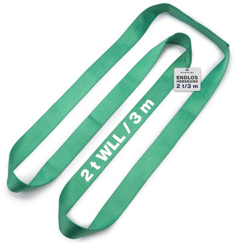 Endlos-Hebeband 2 t WLL – 3 m Nutzlänge – geschlossene Bandschlinge | Flachgewebte Polyester-Hebeschlinge, Typ A2, DIN EN 1492-1