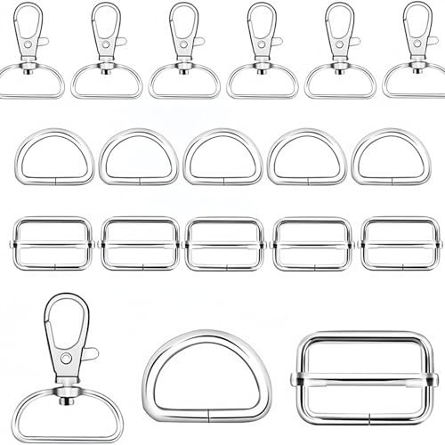 SHSHbuy Ganchos Giratorios para Llavero,24 Piezas Llaveros de Metal Giratorios,Llaveros de Mosquetón,Llaveros en D para Bolsos,Joyas,Manualidades