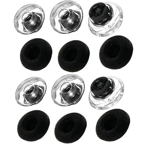 Replacement Ear Tip with Foam Covers For Plantronics Voyager 5200 Series / 5200 UC Bluetooth Headsets Ear gels Tips Pieces (6 x L Transparent)
