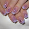 Auiremrti 24 pièces de faux ongles carrés courts press-on, ongles artificiels à motif floral violet, couverture complète