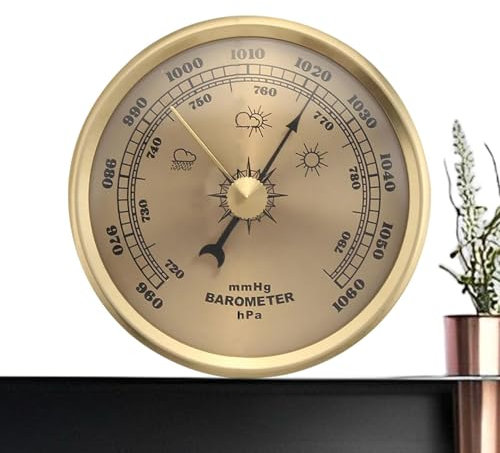 Traditional Barometer, Interactive Temperature and Display, Home Weather Station Antique 70mm Wall Mount Gauge, Embedded Air Pressure Forecast Tool