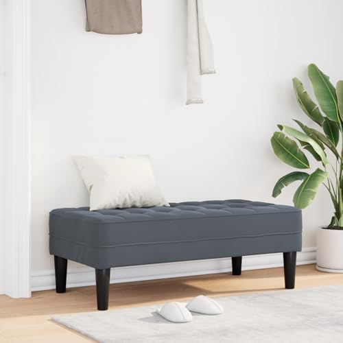 Teenpull Bank Dunkelgrau 113 cm Samt, Moderne Sitzbank für Wohnzimmer, Eingangsbereich und Flur, Gepolsterte Sitzgelegenheit für 2 Personen, Indoor Möbel mit Holzrahmen