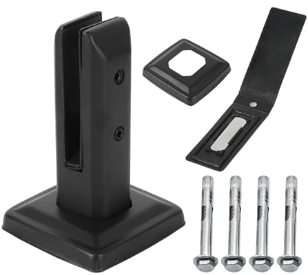 Pince à verre debout - Noir - Supports de verre avec vis en acier inoxydable 304 - H 160 mm - Pinces de poteau pour verre de 10-13 mm - Pour rampe d'escalier, clôture, piscine, terrasse, clôture