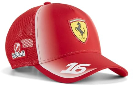 PUMA Scuderia Ferrari F1 2026 Charles Leclerc Mützenkollektion | Mit allen aktuellen Scuderia Ferrari Team- und Partnerlogos, Offiziell lizenziert
