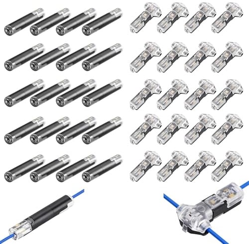 1-Polig Kabelverbinder Kabel Steckverbinder Stecker, T Verbinder 1 Polig, Auto Steckverbindung Schneller Kabelstecker Verbindungen 18-22 AWG Kabel Kabelverbinder Wasserdicht(20 Stück T1, 20 Stück D1)