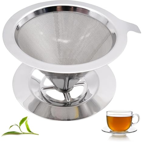 Filtro de café permanente de acero inoxidable, soporte para filtro de café para 1-2 tazas, reutilizable y sin papel, para un delicioso café
