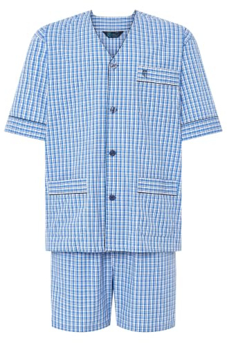 El Búho Nocturno Pyjama Homme Été Court Judo Popeline à Rayures Pyjamas pour Hommes, 100% Coton, Bleu 4548, XXL