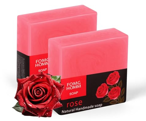 AYBUY Rose Oil Soap,2PCS Rose Cleansing Bar Soap for Face Body Hand | Body & Face Cleanser, 2x100g, for Blemish-Prone Skin, Controls Oil, Deep Cleansing