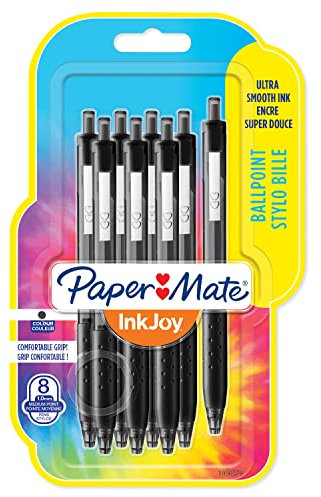 Paper Mate InkJoy 300RT Retractable Kugelschreiber | mittlere Spitze (1,0 mm) | Schwarz | 8 Stück
