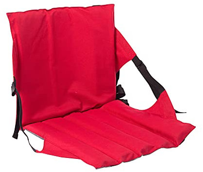 Luckxing Sitzkissen Sitzmatte Mit Rückenlehne Faltbar Klappbar Thermokissen Stadionkissen Bodenkissen für Kinder Erwachsene Senioren zum Ausflug Camping Wandern Outdoor Dick Gepolstert Robust,Rot