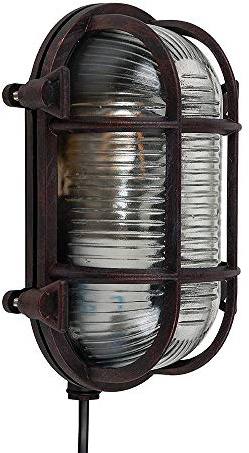 MiniSun | Modern Oval Rust Effect Nautical Design Frosted Lens Wall Light | Outdoor Wall Lights, Home Décor & Improvement Essential | Includes 4W GLS Bulb [2700K Warm White] | Mains Wired