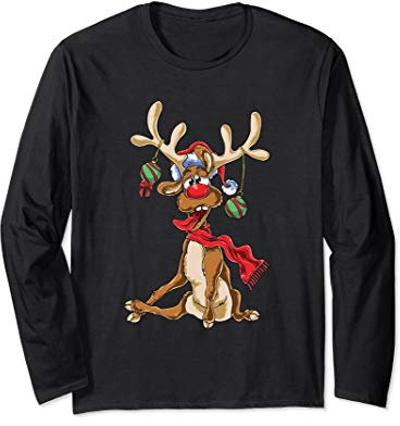 Lustiges Rentier Weihnachten - Christmas Geweih Langarmshirt