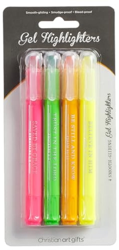Christian Art Gifts Gel-Bibel-Textmarker, 4 Stück, verschiedene Farben | Twist-Up, wischfest, kein Durchlaufen, Neon-Marker, verschiedene Farben, Studium, Schule, Zuhause und Büro, Andachtszwecke