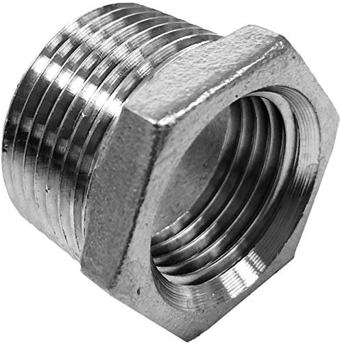 Reduzier Stück aus V4A Edelstahl Außengewinde AG 1 x 1/2 Zoll Innengewinde IG reduziert Gewinde Fitting Trinkwasser geeignet Reduzierung Verbinder Verschraubung Rohr Adapter