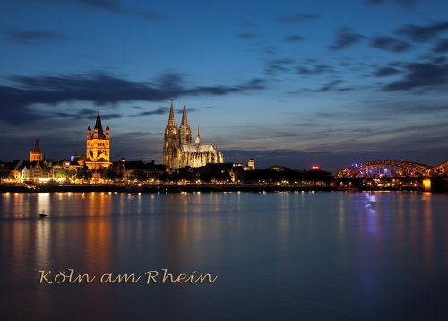 Postkarten Set Altstadt Panorama mit Kölner Dom am Abend - 10 identische Karten (Altstadt und Dom von Köln auf Postkarte - Postkartenset Postkartensammlung) 14142