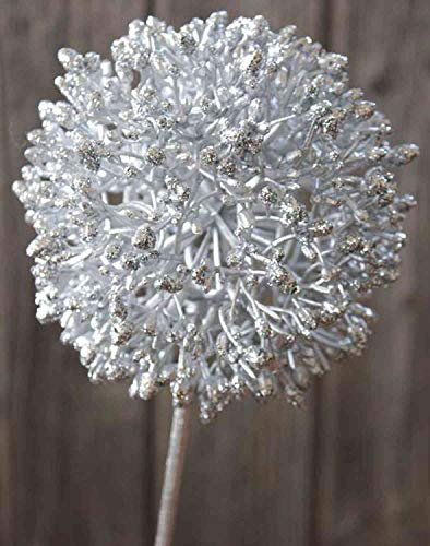artplants.de Allium Kunstblume Hella, Glitzer, Silber, 80cm - Zierlauch Künstlich/Kunst Allium