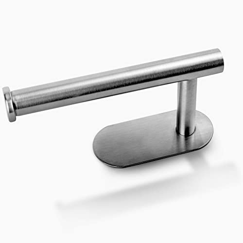Keplin Silver 3M Self Adhesive Toilet Roll Holder | Stainless Steel Bathroom Wall Mounted Toilet Paper Holder | No Drill Required, Strong, Secure, Waterproof Adhesion Toilet Roll Accessories - 1 Pack
