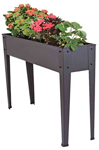 Raburg Hochbeet CUBU lang - Pflanz- & Kräuterkasten in Schiefer für Balkon + Garten, feuerverzinkter Stahl, ca. 54 l groß