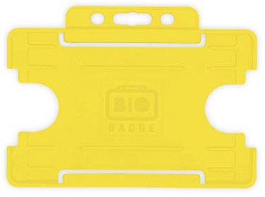 BioBadge Yellow ID Card Holders Open-Faced for ID Badges Landscape 100 Pack