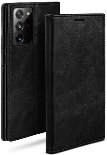 moex Booklet in Lederoptik - Kartenfächer und Aufstellfunktion kompatibel mit Samsung Galaxy Note 20 Ultra 5G | Eleganter 360 Grad Vollschutz, Schwarz