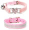 MiaLover 2 Stücke Strass Verstellbarer Hundehalsbänder Leder Glitzernd Hunde Halsbänder Bling Katzenhalsband Pfirsichherz Glocke für Kleine Hunde und Katzen Hundedekor Geschenk, Zwei Stile(Pink)