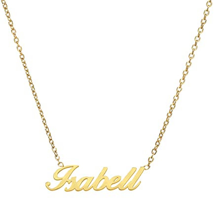 ANDANTE Premium Collection - Namenskette Isabell 14K Gold Edelstahl Halskette Personalisierte Kette mit Namen - längenverstellbar 43 cm - 48 cm