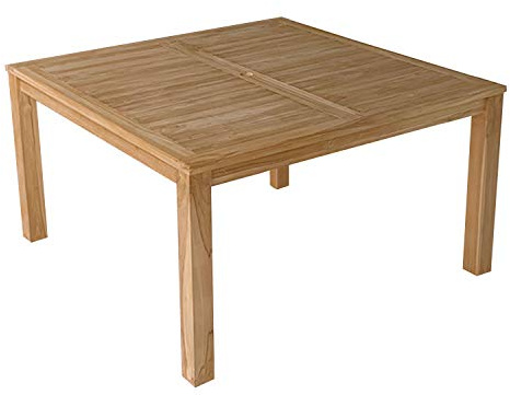 Happy Garden quadratischer Outdoor-Tisch 140 cm aus Teakholz Java. Gartentisch aus Holz 140 x 140 cm - 8 Plätze.
