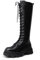 Dream Pairs Donna Stivali Alti al Ginocchio Moda Stivali Alti da Donna con Lacci e Suola Spessa,Size 38.5,Nero/Pu,SDKB221W