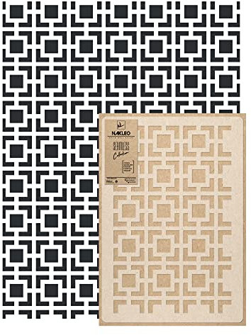 NAKLEO Wandschablone Groß Muster, Malschablone 59x95cm Quadrat Innerhalb Wiederverwendbare Kunststoff, Geometrische Tapete Wandgestaltung, DIY Craft
