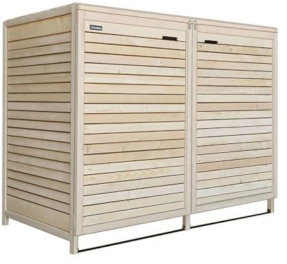 Mülltonnenbox 120L Mülltonnenverkleidung für 2 KLEINE Tonnen Adria24 aus Holz mit Rückwand Müllcontainer Mülltonnenschrank Mülltonne Aufbewahrungsschrank
