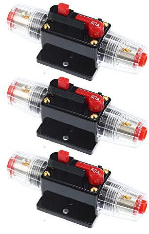 A ABSOPRO Voiture Réinitialiser Disjoncteur Fusible Support 60A DC 12-48V (Paquet de 3)