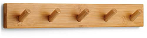 LARHN Garderobenhaken Holz - Garderobenleiste Holz mit 5 Haken - 43 cm - Kleiderhaken Wand - Wandgarderobe für Flure, Garderoben, Schlafzimmer und Badezimmer