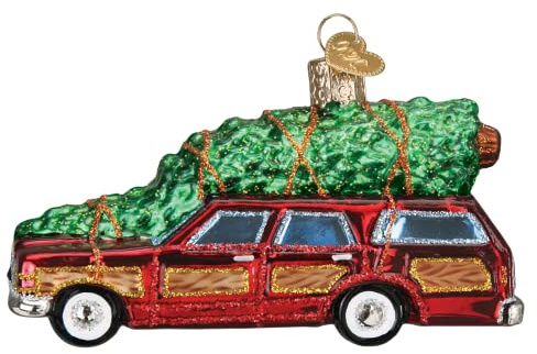 Old World Christmas Station Wagon with Tree Glass Blown Ornament for Christmas Tree