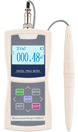 KKnoon Digitales Tesla-Meter Gaussmeter Auto Range 200mT/ 2000mT Hochpräzises Magnetfeld-Testgerät für empfindliche Oberflächen mit standardmäßiger radialer Hallsonden-Kunststoffbox