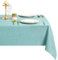DWCN Blau Tischdecke Leinenoptik Abwaschbar Tischwäsche Wasserabweisend Tischtuch für Esszimmer, Garten, Party, Hochzeiten oder Haushalt,135x135cm