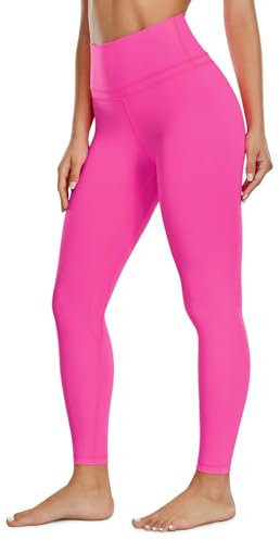 CRZ YOGA Damen Naked Feeling Sport Leggings High Wasit Sporthose Yogahose Blickdicht Lange Yoga Leggins - 64cm Hibiskus-Purpur 40
