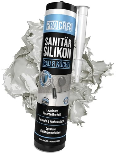 PROCREA® 1x Premium Sanitärsilikon Bad & Küche (Manhattan) [mit Anti-Schimmel-Formel] Dichtmasse für innen & außen - Universal Silikon in Profi-Qualität (grau) - Made In Germany