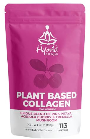 HYBRID HERBS Vegan Collagen Powder with Tremella, Pitaya, Vitamin C, 113g