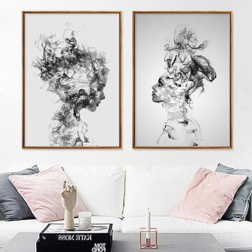 UGZDEA Poster d'art abstrait - Motif moderne noir et blanc Poster - Esquisse abstraite Peinture d'art Décoration de salon et chambre à coucher - Sans cadre(A,2x40x60cm)
